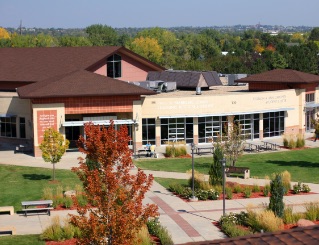 aerial view of campus building