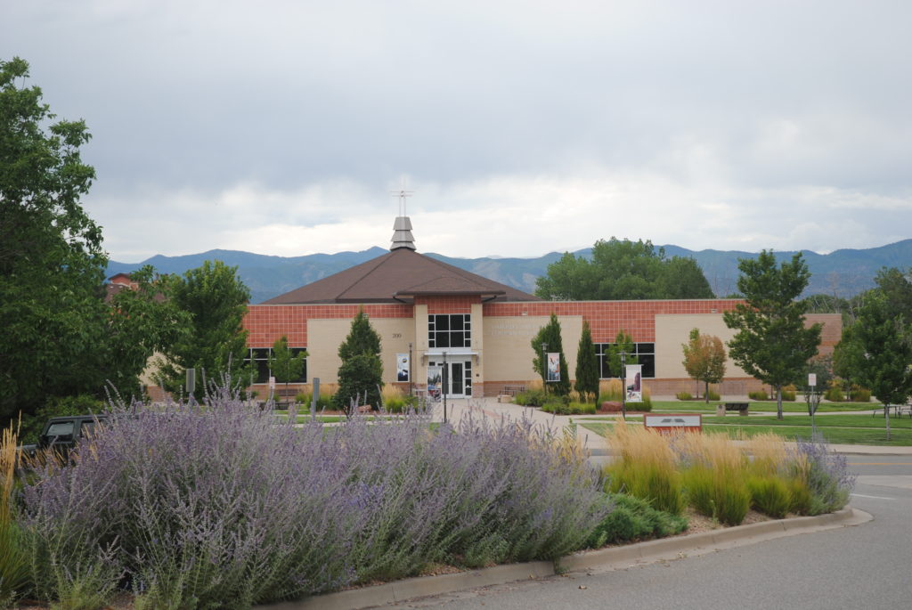 Exterior shot of the main buildings on the Denver campus