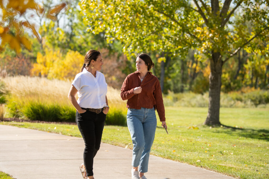 Two students walking